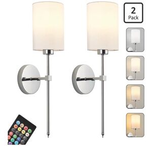 Modern Wall Sconce Light Set - White and Silver